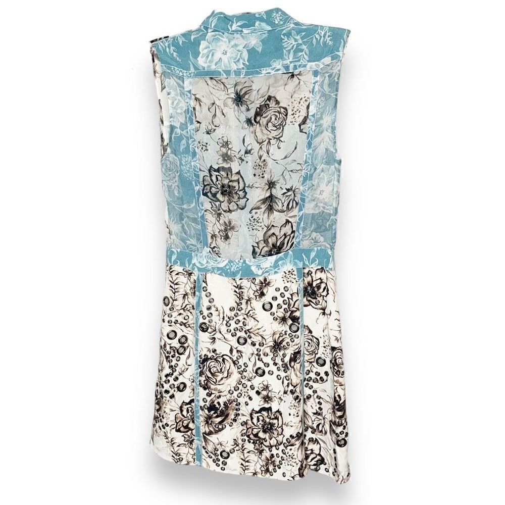 3.1 Phillip Lim Floral Silk Shirt Dress Blue Cream Grommet Collared Women’s Sz 2 - Picture 10 of 16